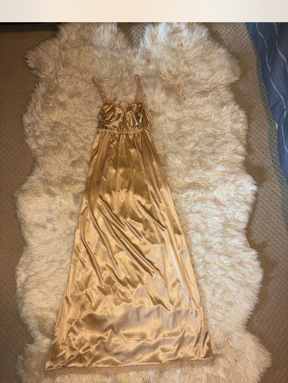 Gold Satin Women's Nightgown Slip